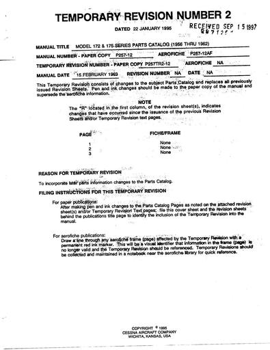 Cessna 172 175 1956 62 PartsManual