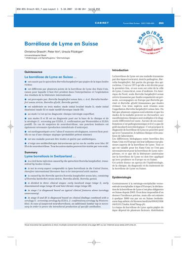 Borreliose de Lyme en suisse